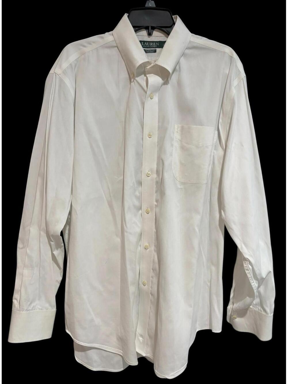 Lauren Ralph Lauren White Dress Shirt Men 17.5 34/35 Long Sleeve Button Non Iron